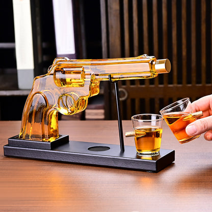 Whiskey Gun Decanter Set | 10oz Pistol Bottle + 2 Bullet Glasses | Unique Gifts for Dad, Husband, Brother | Personalized Bourbon, Scotch & Vodka Gift Set