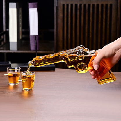 Whiskey Gun Decanter Set | 10oz Pistol Bottle + 2 Bullet Glasses | Unique Gifts for Dad, Husband, Brother | Personalized Bourbon, Scotch & Vodka Gift Set