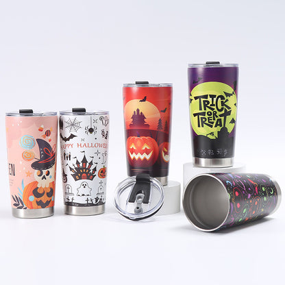 3D Printed Stainless Steel Insulated Mug – 20oz Custom Beer Tumbler | Halloween Edition | Travel & Car Cup