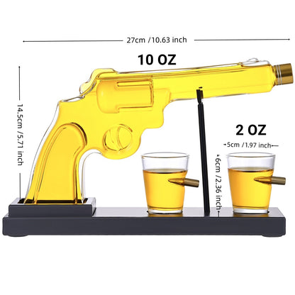 Whiskey Gun Decanter Set | 10oz Pistol Bottle + 2 Bullet Glasses | Unique Gifts for Dad, Husband, Brother | Personalized Bourbon, Scotch & Vodka Gift Set