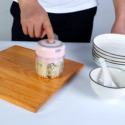 Mini Electric Garlic Chopper | 8.45oz Cordless Rechargeable Food Processor for Garlic, Onion, Chili, Meat & Vegetables