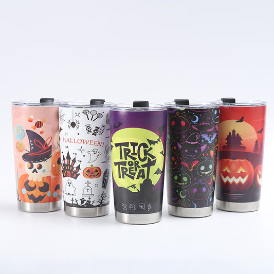 3D Printed Stainless Steel Insulated Mug – 20oz Custom Beer Tumbler | Halloween Edition | Travel & Car Cup