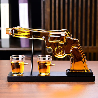 Whiskey Gun Decanter Set | 10oz Pistol Bottle + 2 Bullet Glasses | Unique Gifts for Dad, Husband, Brother | Personalized Bourbon, Scotch & Vodka Gift Set