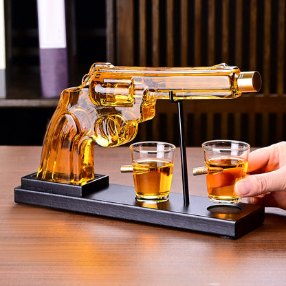 Whiskey Gun Decanter Set | 10oz Pistol Bottle + 2 Bullet Glasses | Unique Gifts for Dad, Husband, Brother | Personalized Bourbon, Scotch & Vodka Gift Set